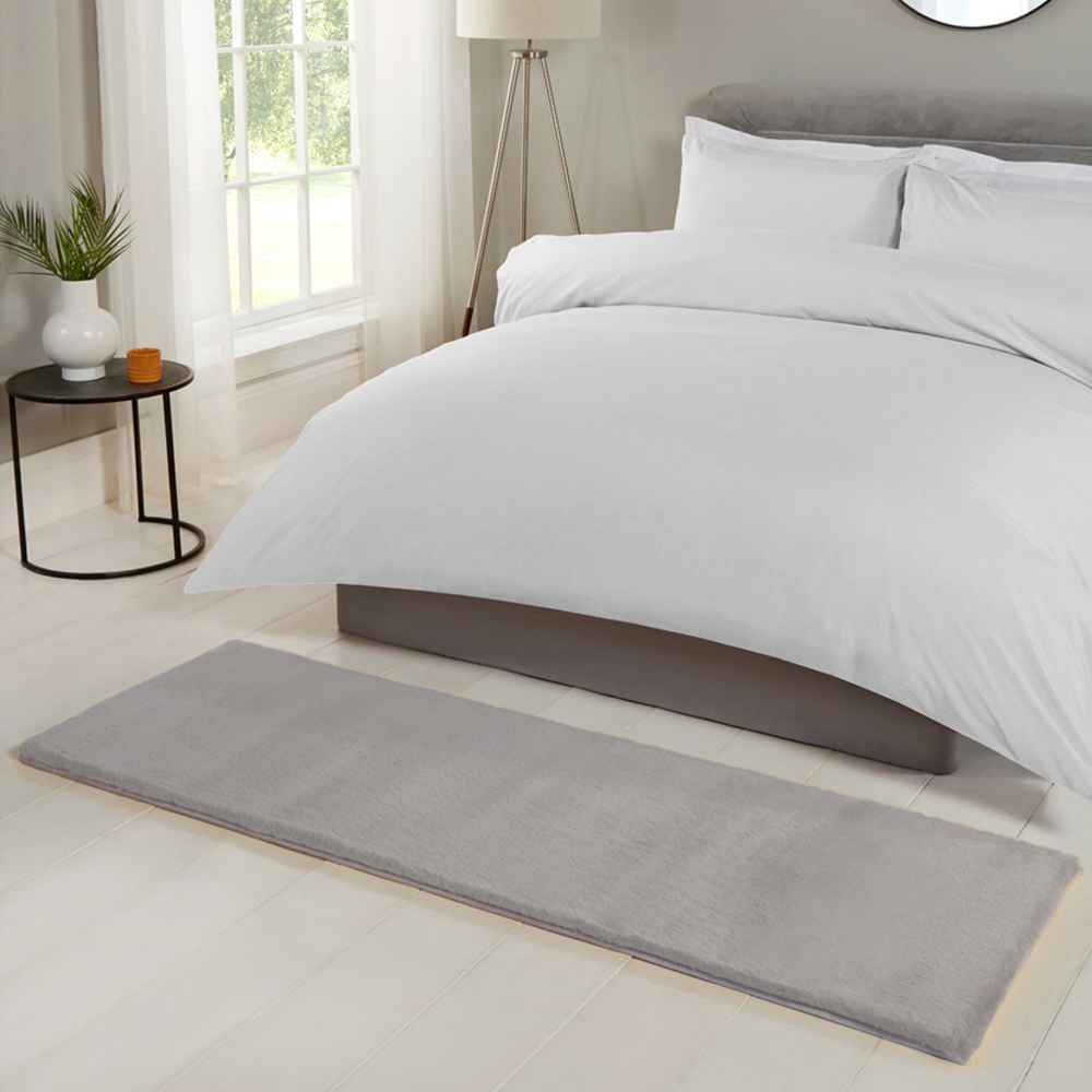 Portland HMC Luxe Silver Faux Fur Rug 60 x 180cm Image 1