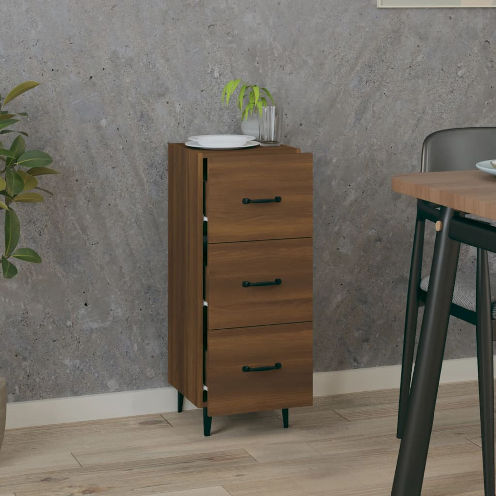 vidaXL 3 Drawer Brown Oak Sideboard Image 7