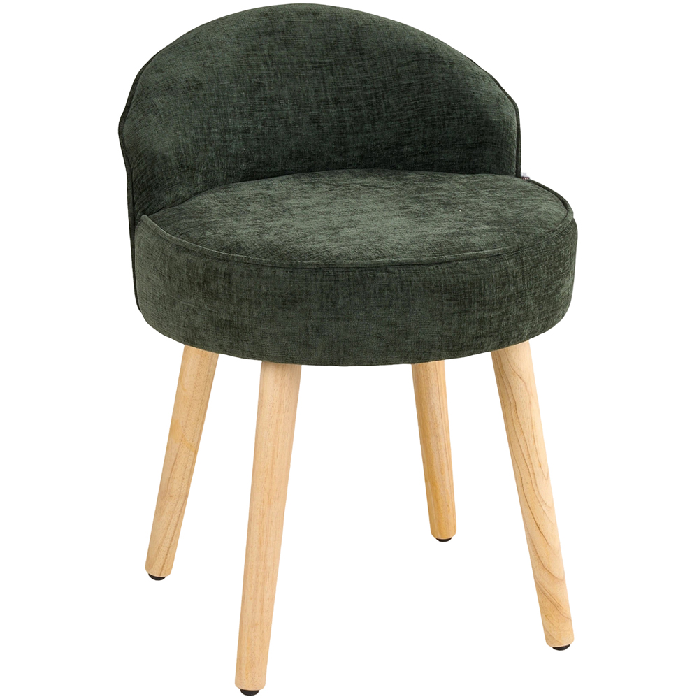 Living and Home Green Chenille Low Backrest Vanity Stool Image 2