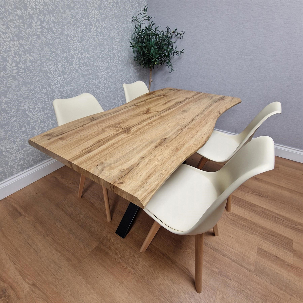 Portland Kosy Koala 4 Seater Modern Dining Set Wood Effect and Cream Image 3