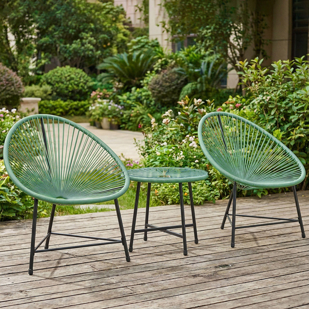Outsunny 2 Seater Green Rattan Acapulco Garden Bistro Set Image 8