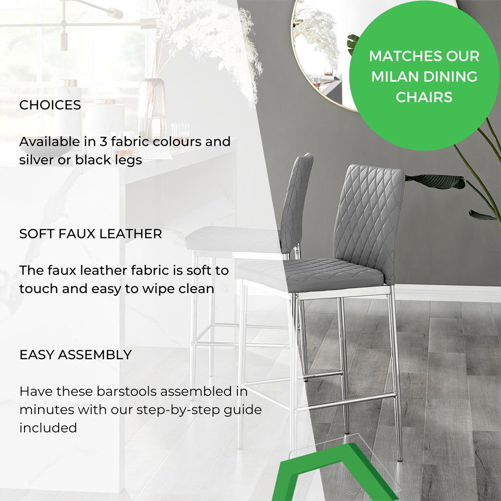 Furniturebox Valera Grey and Black Faux Leather Bar Stool Set of 2 Image 6