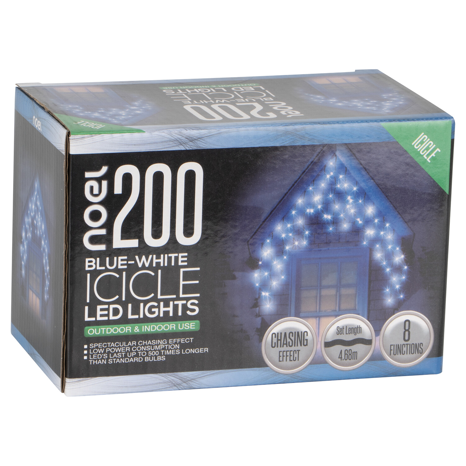 Noel Blue and White Icicle 200 LED Lights Image