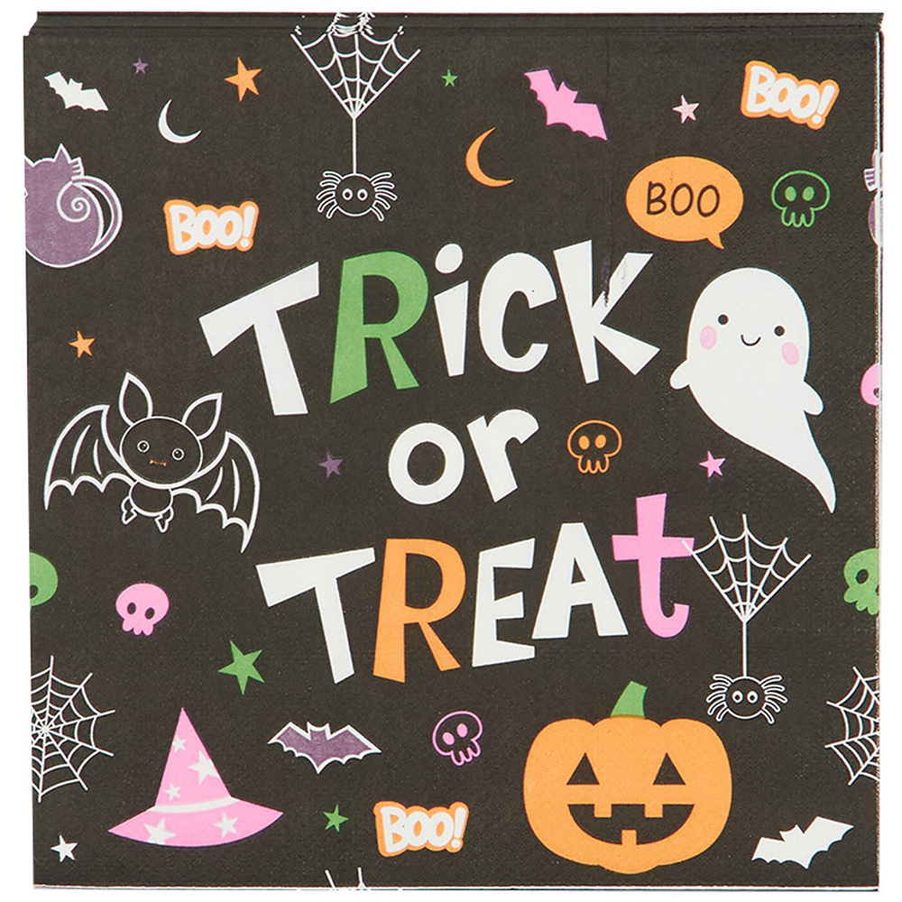 Pack of 16 Trick or Treat Napkins - Multicolour Image 2