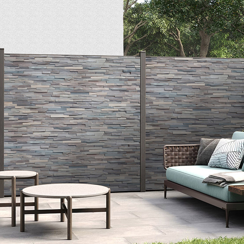 Tuscan Rustic Mosaic Silver Grey 3D Split Face Hardwood Wall Tile Image 1