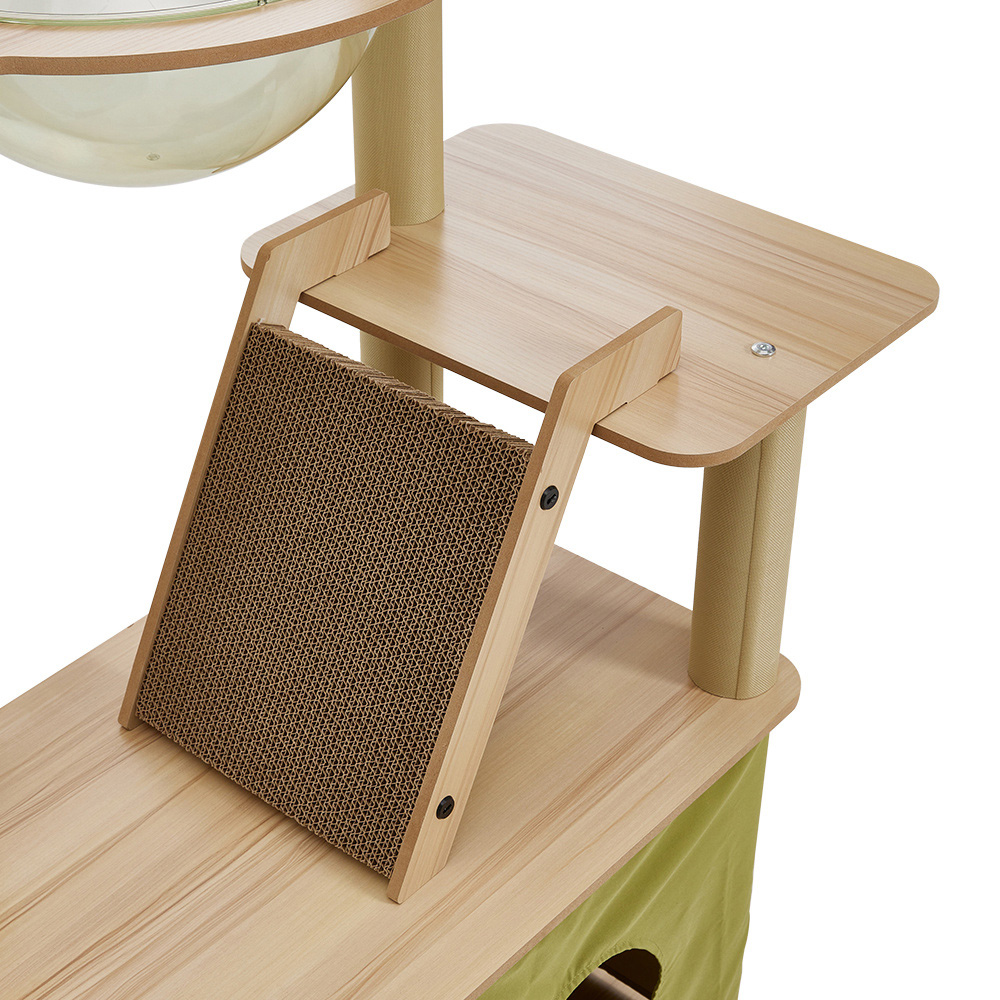 H&O Direct Acrylic Natural Cat Climbing Tower Set with Scratching Board Image 3