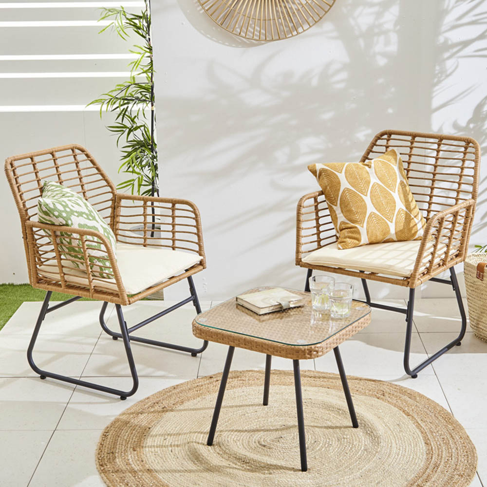 Neo Bamboo 2 Seater Bistro Set Cream Image 1