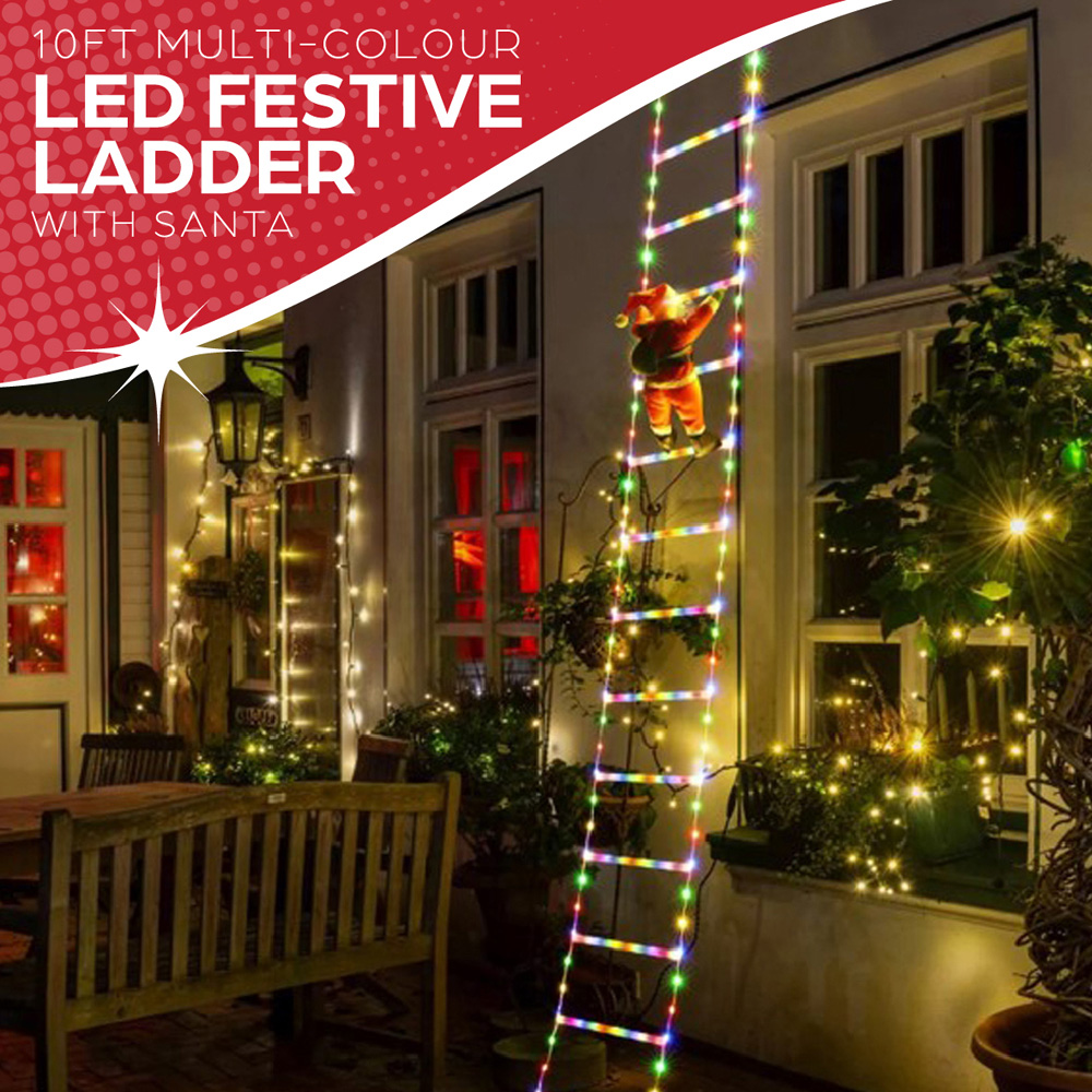 The Christmas Workshop 240 Multicolour LED Santa Climbing Ladder Decoration 9.8ft Image 8