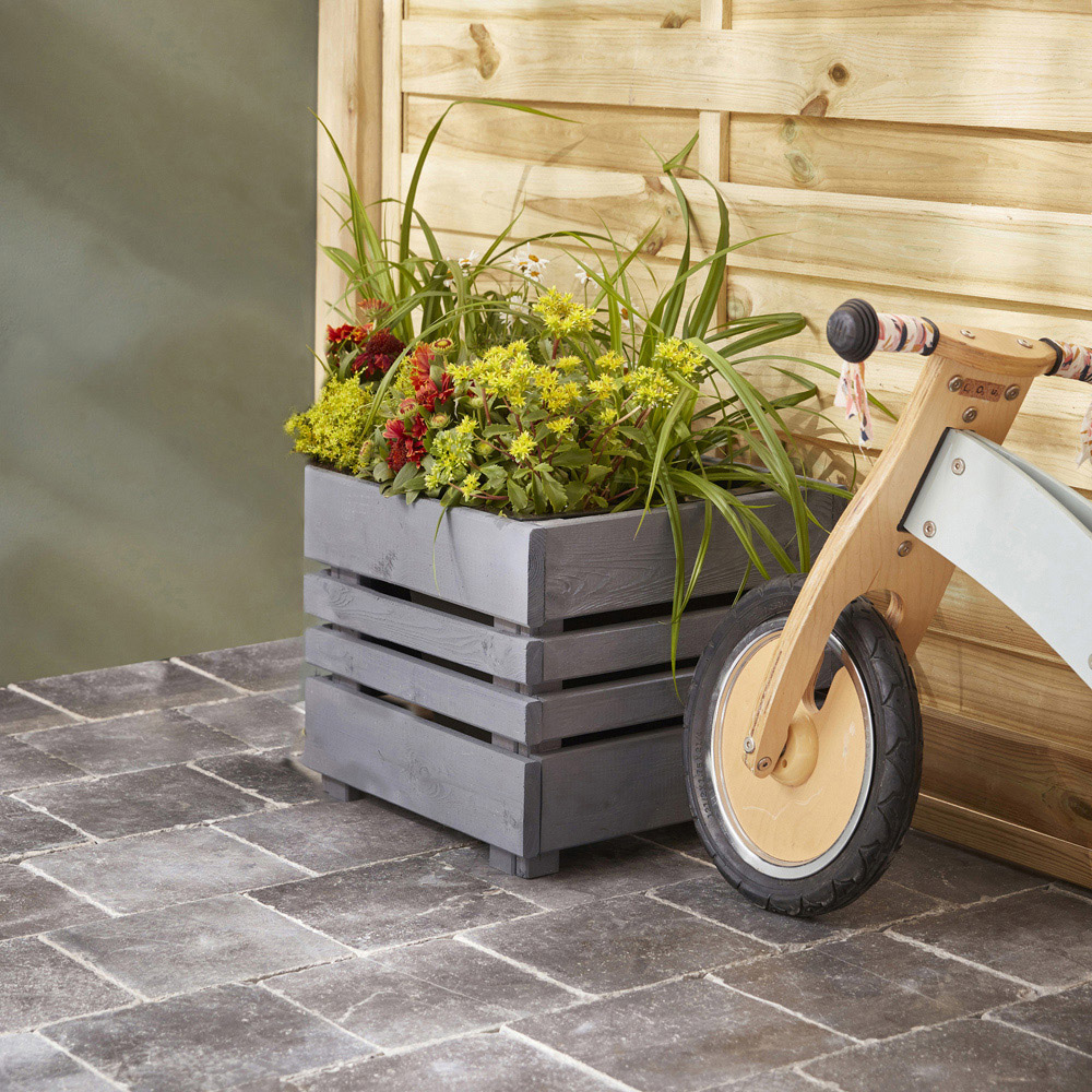 Cerland Geteborg Grey Wooden Rectangular Planter 33cm Image 2