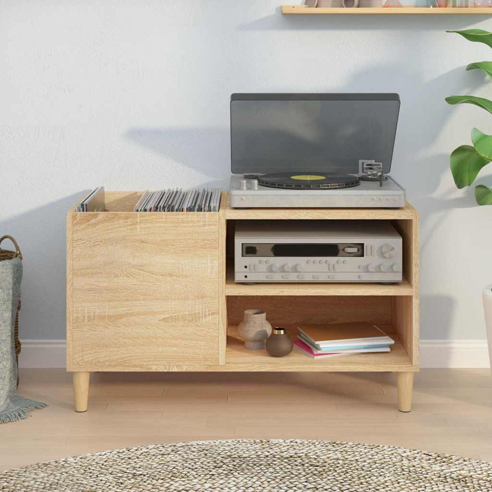vidaXL 2 Shelf Sonoma Oak Record Cabinet Image 7