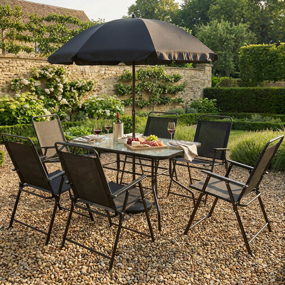 Arosa 6 Seater Dining Table and Chair Set - Black Image 5
