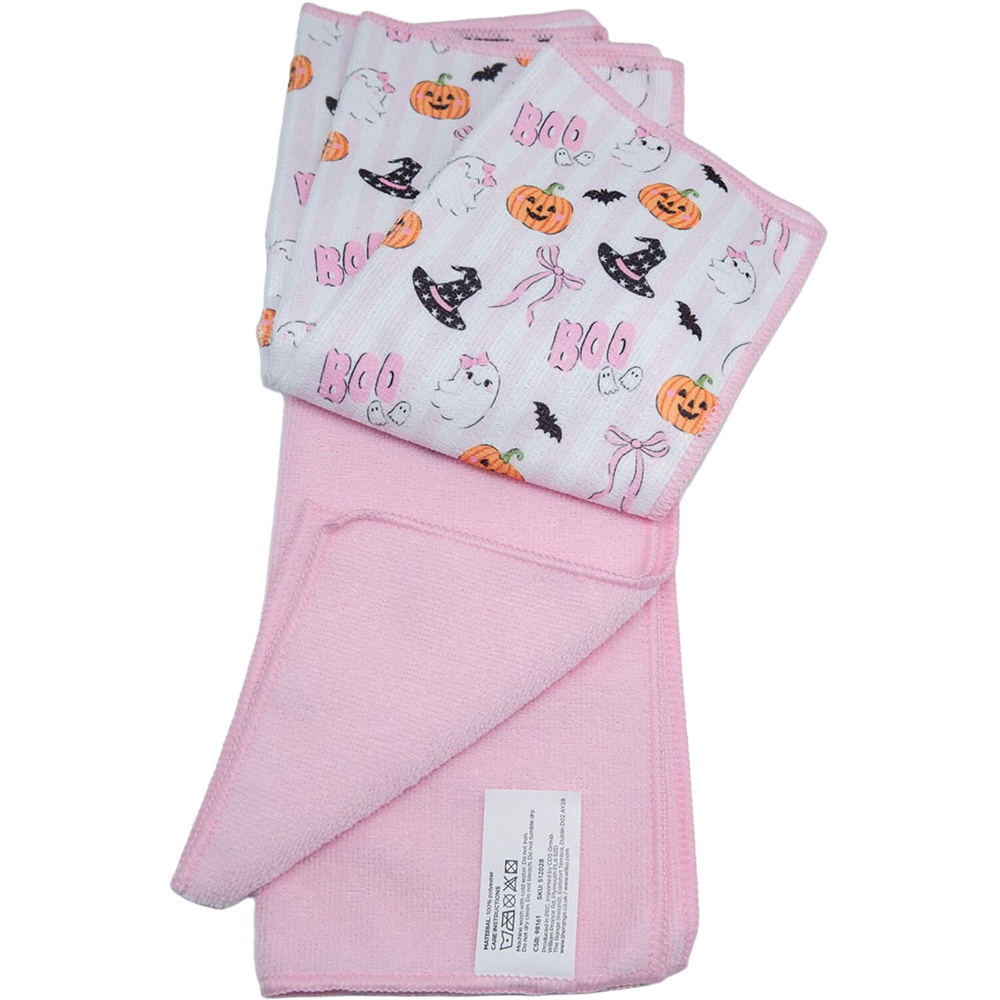 Pack of 5 Halloween Microfibre Cloths Pink Image 4