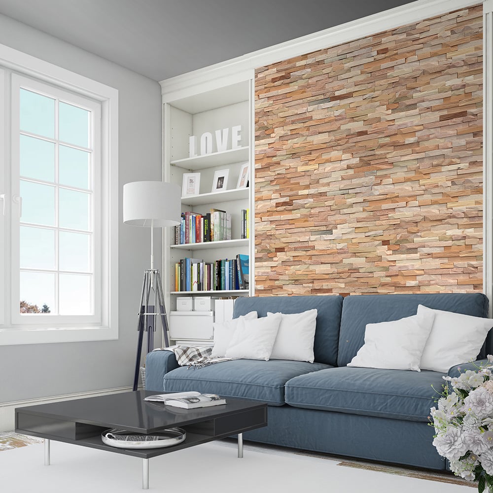 Tuscan Rustic Mosaic Natural 3D Split Face Hardwood Wall Tile Image 6
