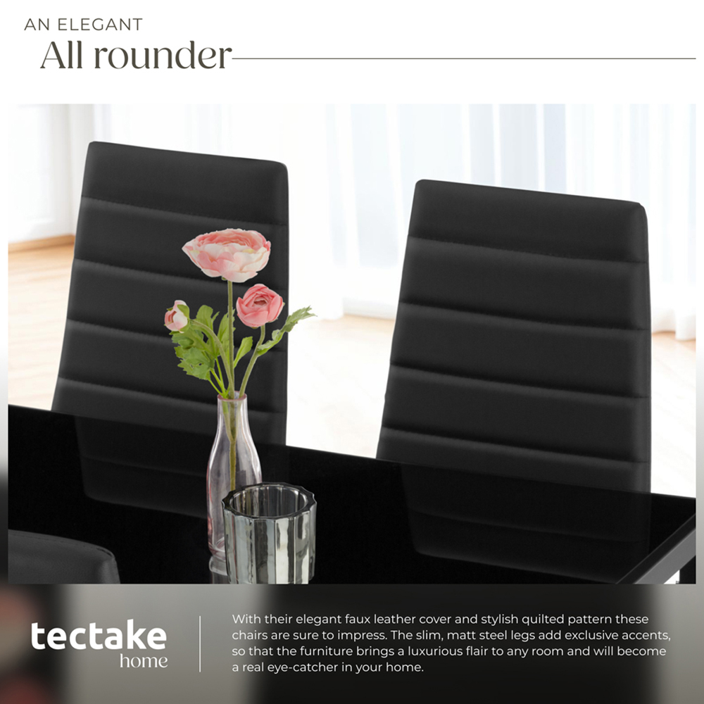tectake Set of 8 Black High Backrest Padded Dining Chair Image 7
