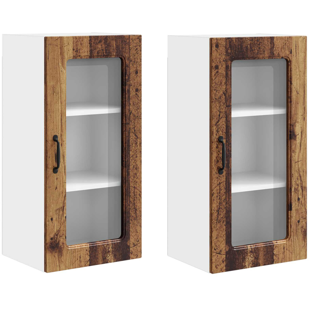 vidaXL Kalmar Single Door Old Wood Wall Kitchen Cabinet 2 Pack Image 8