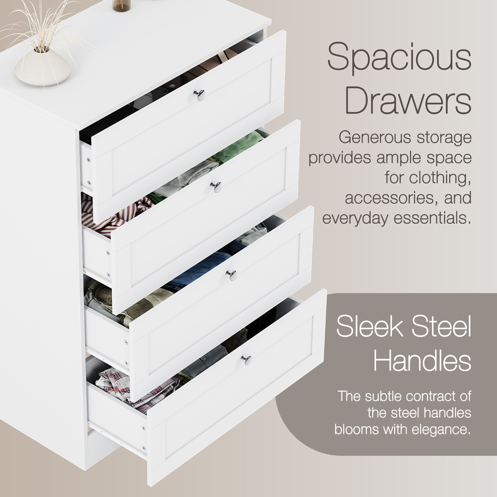 VIDA DESIGNS Altino 4 Drawer White Shaker-Style Chest of Drawers Image 7