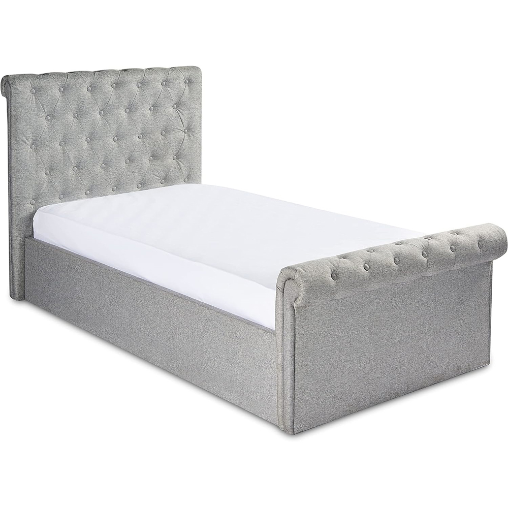 Home Treats Single Grey Sleigh Ottoman Bed with Mattress Image 3