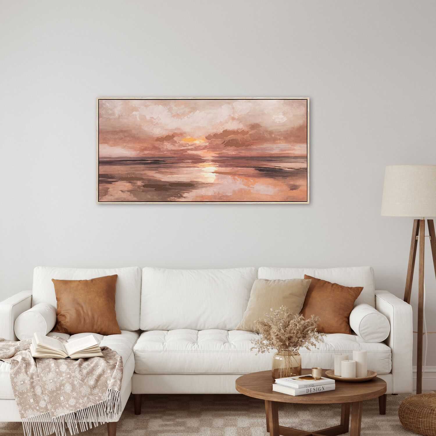 Abstract Hand Paint Framed Canvas Mauve Image 2