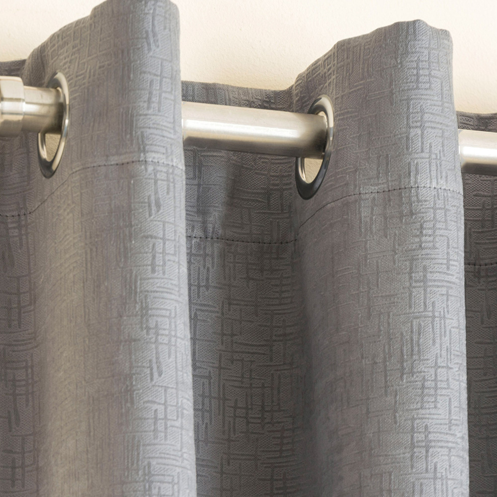 Enhanced Living Vogue Grey Thermal Blackout Eyelet Readymade Curtains 229 x 137cm Image 3
