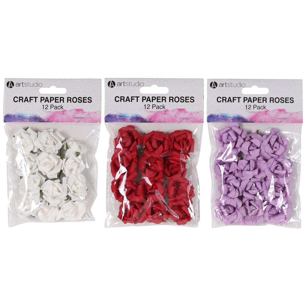 Pack of 12 Art Studio Craft Paper Roses Image 1