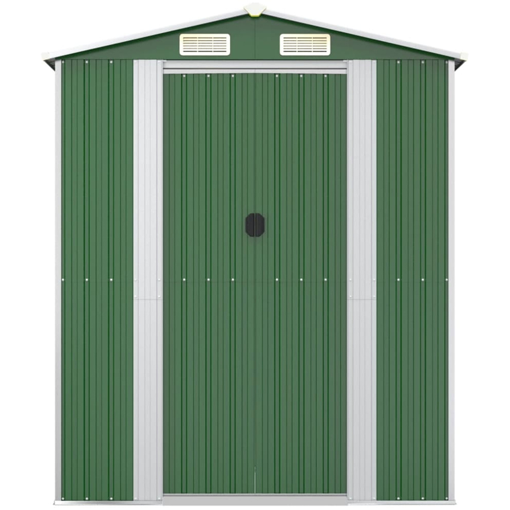vidaXL 6.3 x 9ft Green Galvanised Steel Garden Shed Image 4