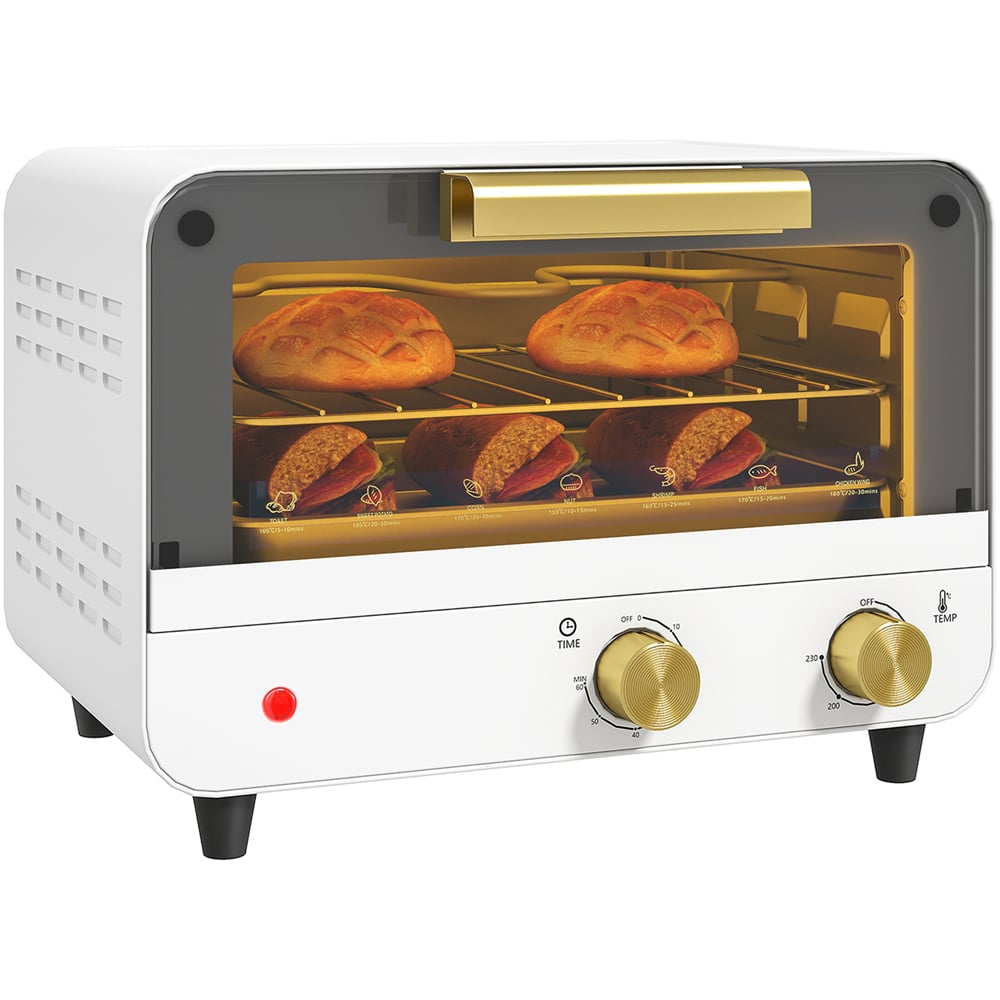 HOMCOM 800-201V70WT White 12L Mini Toaster Oven 750W Image 1