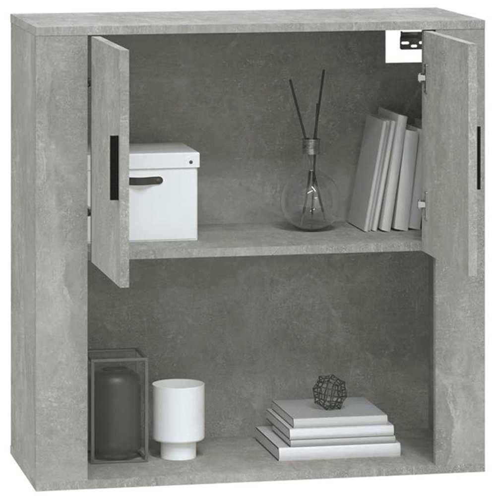 vidaXL 2 Door Single Open Shelf Concrete Grey Wall Mounted Cabinet Image 3