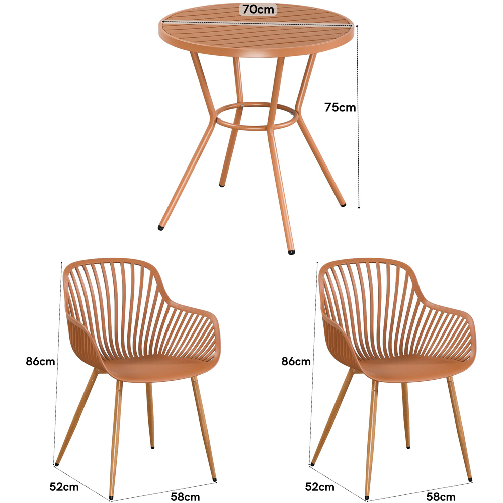 Core Products 2 Seater Terracotta Sunray Design Round Plastic Table Garden Bistro Set Image 8
