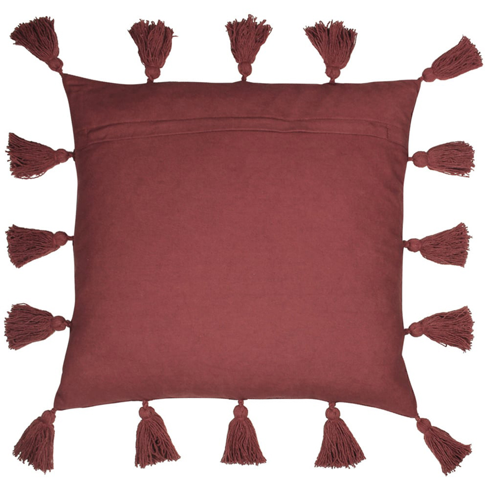 furn. Medina Velvet Tasselled Cushion Berry Image 2