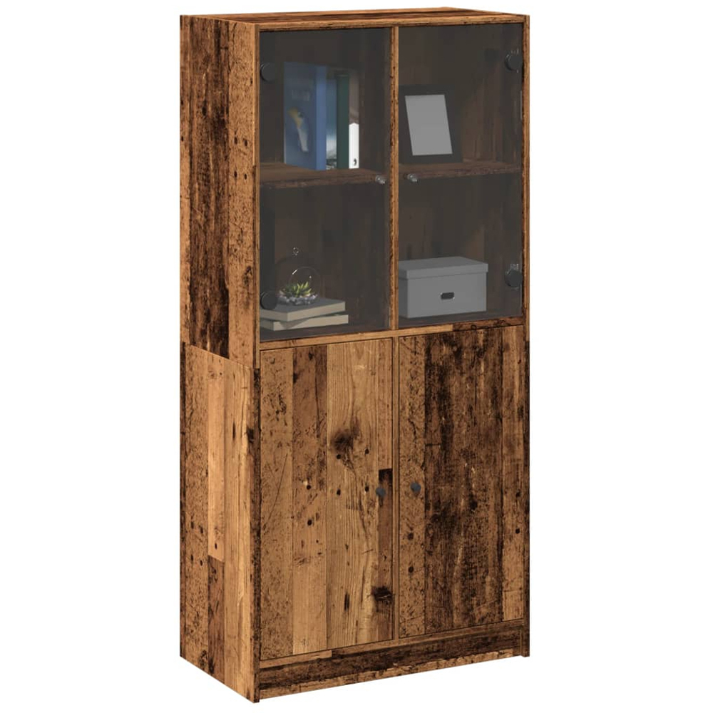 vidaXL 4 Door Old Wood Glass Highboard Image 3