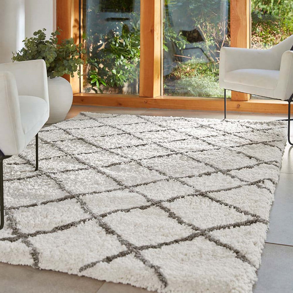 Origins Artisan Diamond White Grey Rug 120 x 170cm Image 4