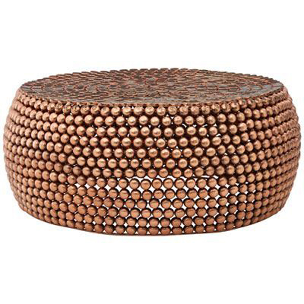 Premier Housewares Templar Beaded Copper Finish Round Coffee Table Image 2