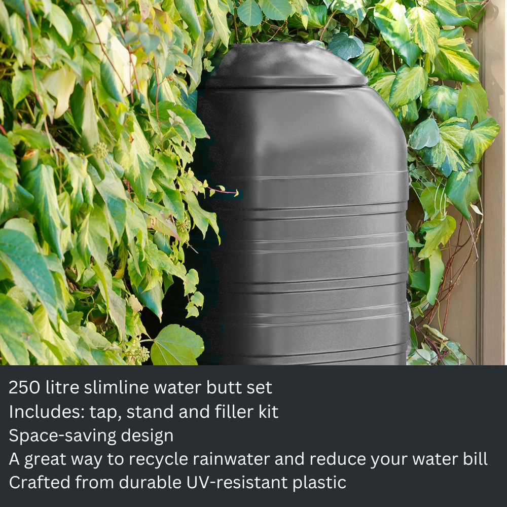 Strata 250L Black Slimline Water Butt Set Image 3