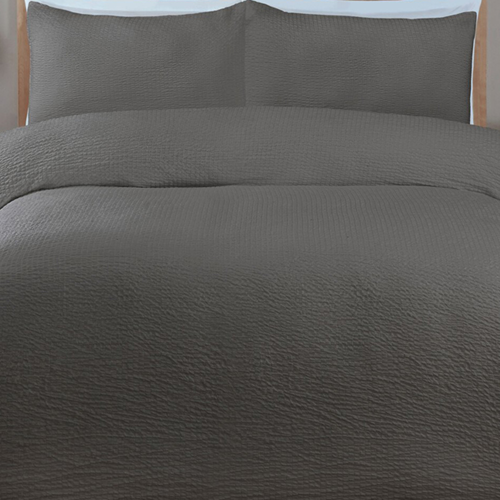 Seersucker Washable Duvet Set Charcoal Superking Image 6
