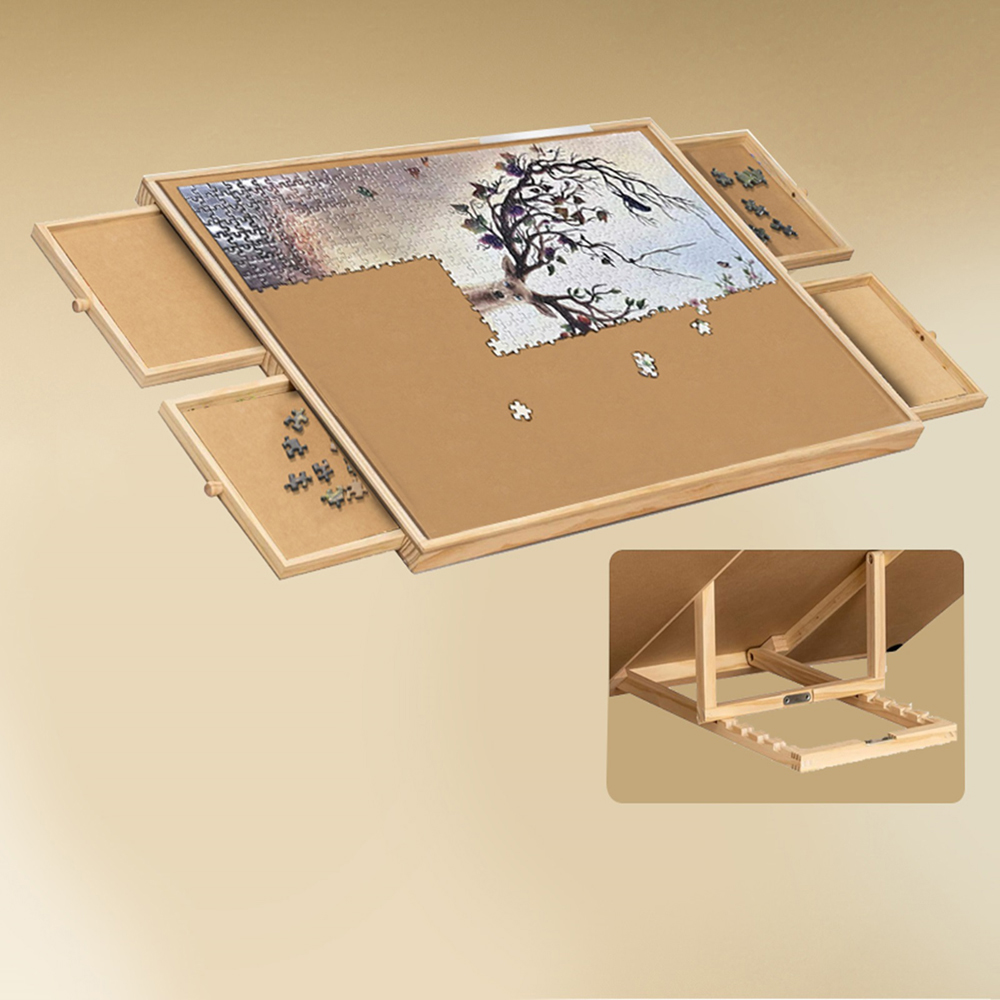 Gr8 Home 4 Drawer Adjustable Wooden Jigsaw Puzzle Table Image 4