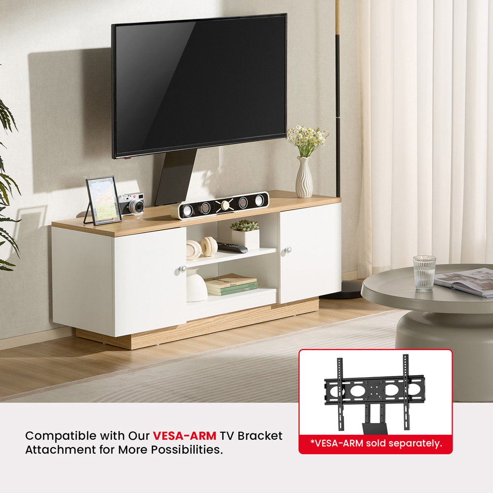 TTAP Venice White and Oak 2 Door 2 Shelf TV Cabinet  Image 6