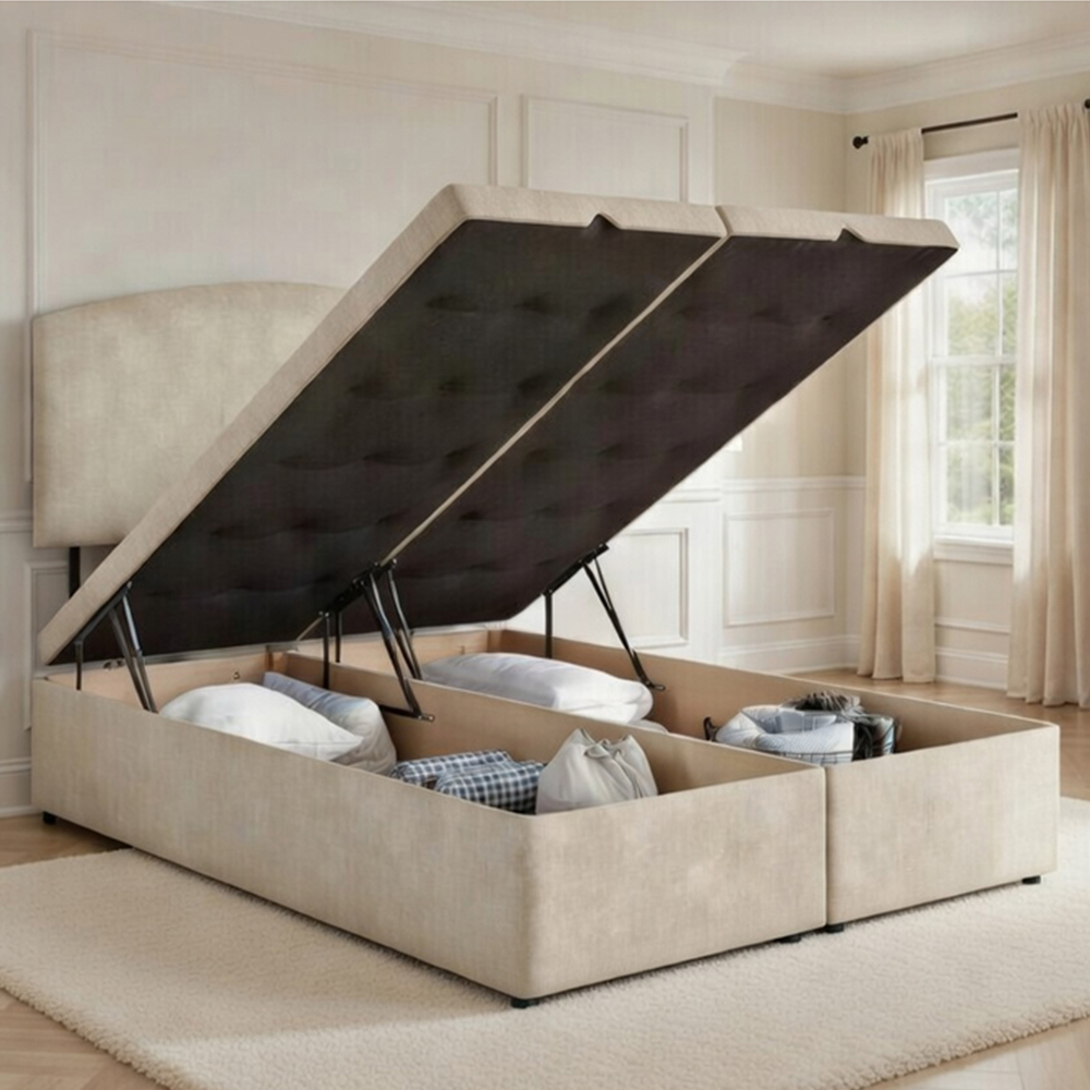 DS Living Opulence King Size Cream Velvet Upholstered Ottoman Bed Image 2
