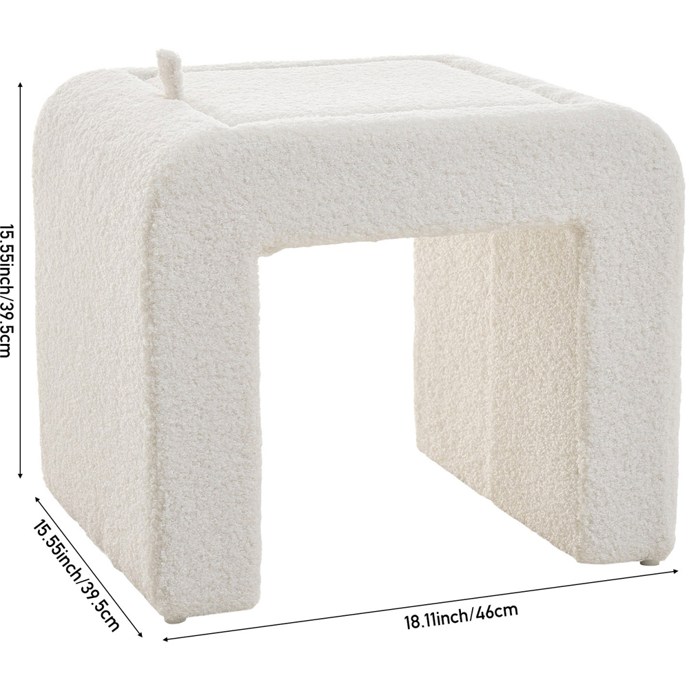 Living and Home White Sealette U-Shaped Footstool with Reversible Tabletop Image 9