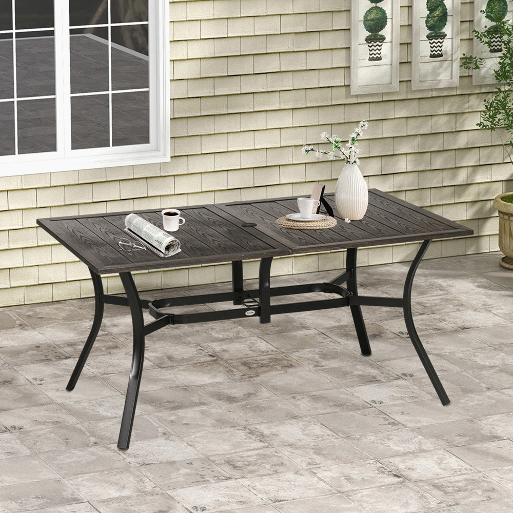 Outsunny 6 Seater Wood Effect Steel Garden Table Image 7