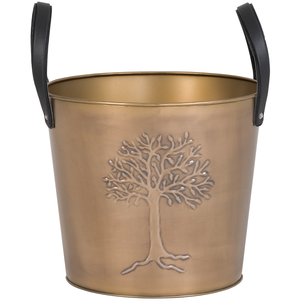 Charles Bentley Snug Mulberry Small Antique Gold Leather Handled Log Bucket Image 3