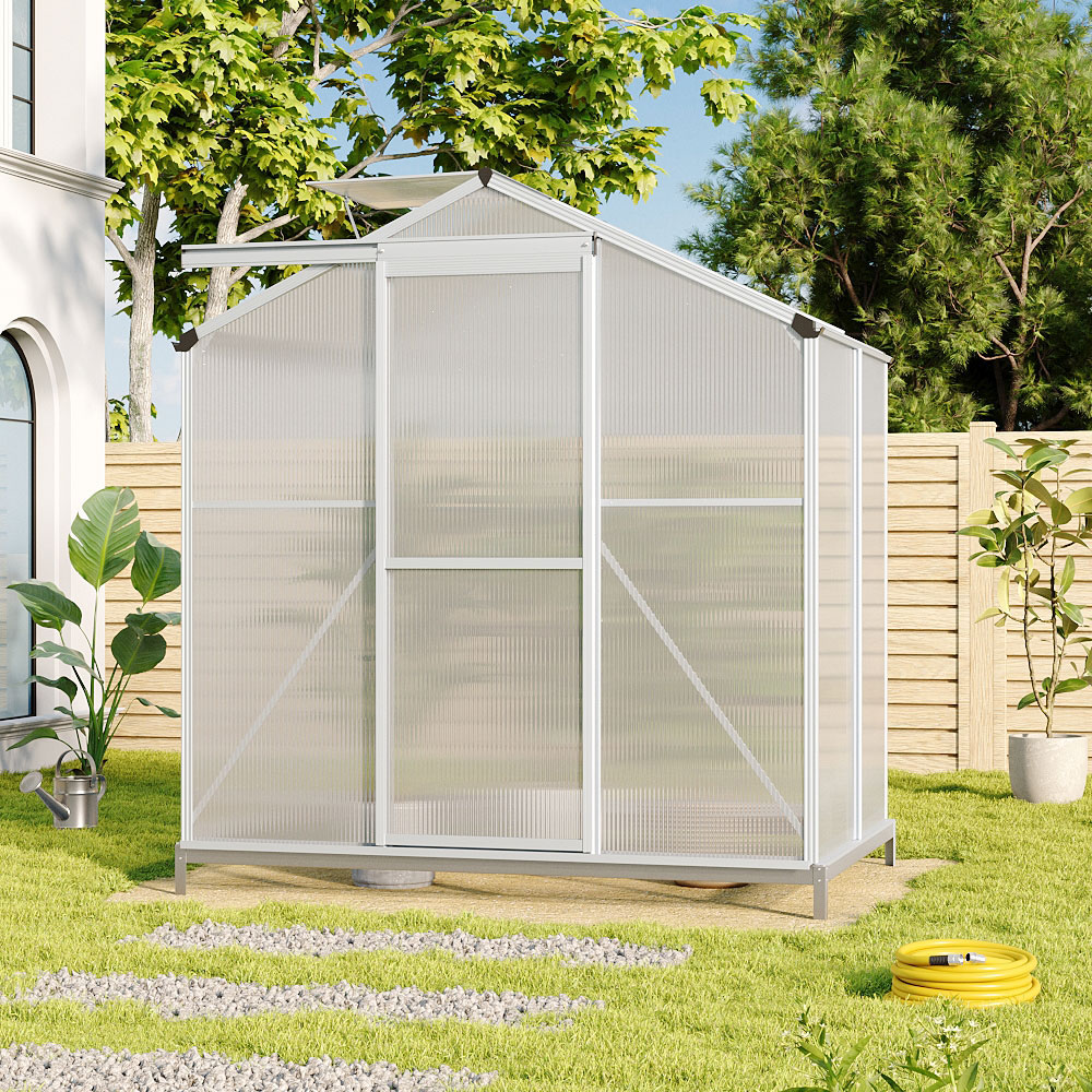 Living and Home Aluminium 4.2 x 6.2ft Hobby Greenhouse with Base Image 6