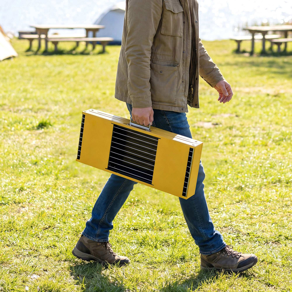 Outsunny Yellow Charcoal BBQ Grill with 2 Side Shelves and Handle Image 3