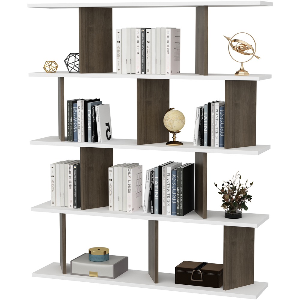 Decorotika Grace 10 Shelf White and Walnut Bookcase Image 4
