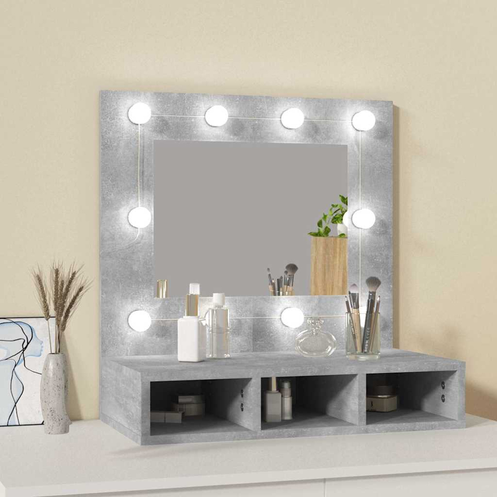 vidaXL 3 Shelf LED Concrete Grey Mirror Cabinet Image 8