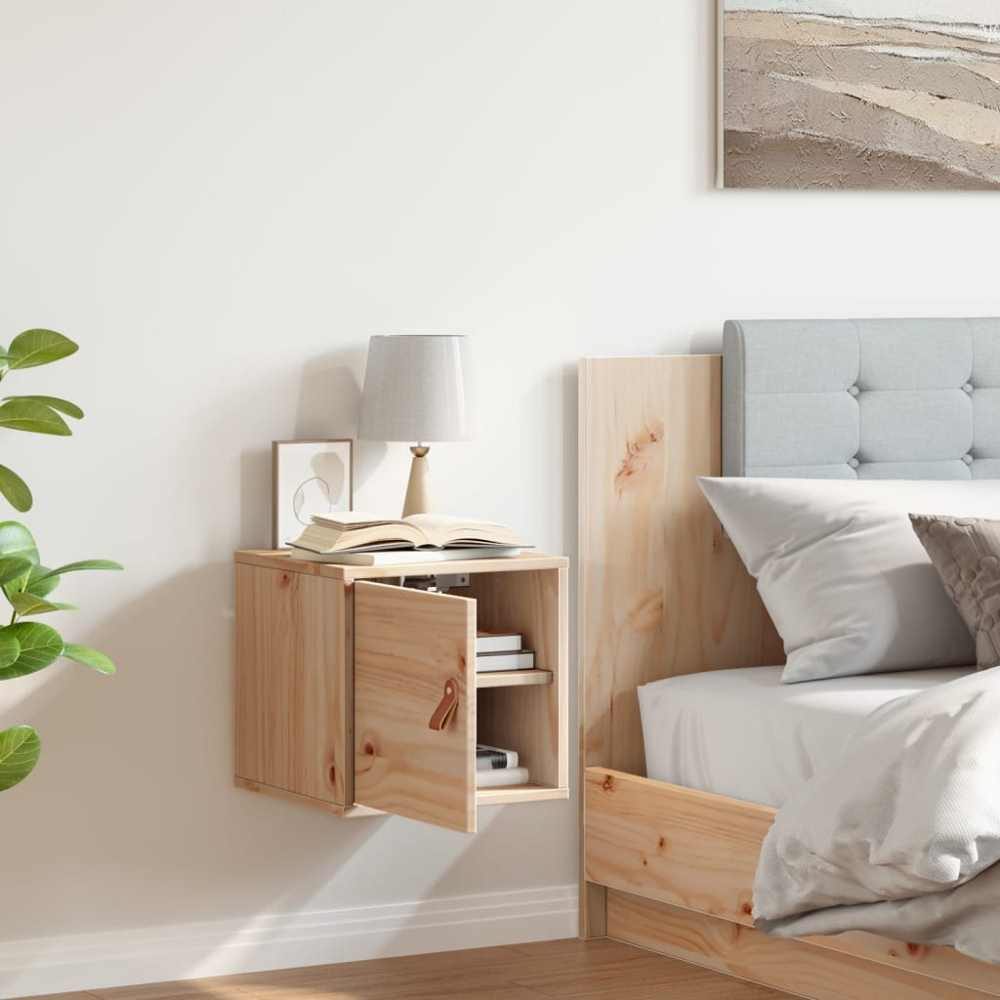 vidaXL Single Door Brown Solid Pine Wood Wall Cabinet Image 9