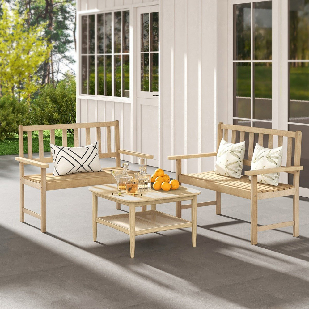 Costway Teak Wood Garden Bench Image 5