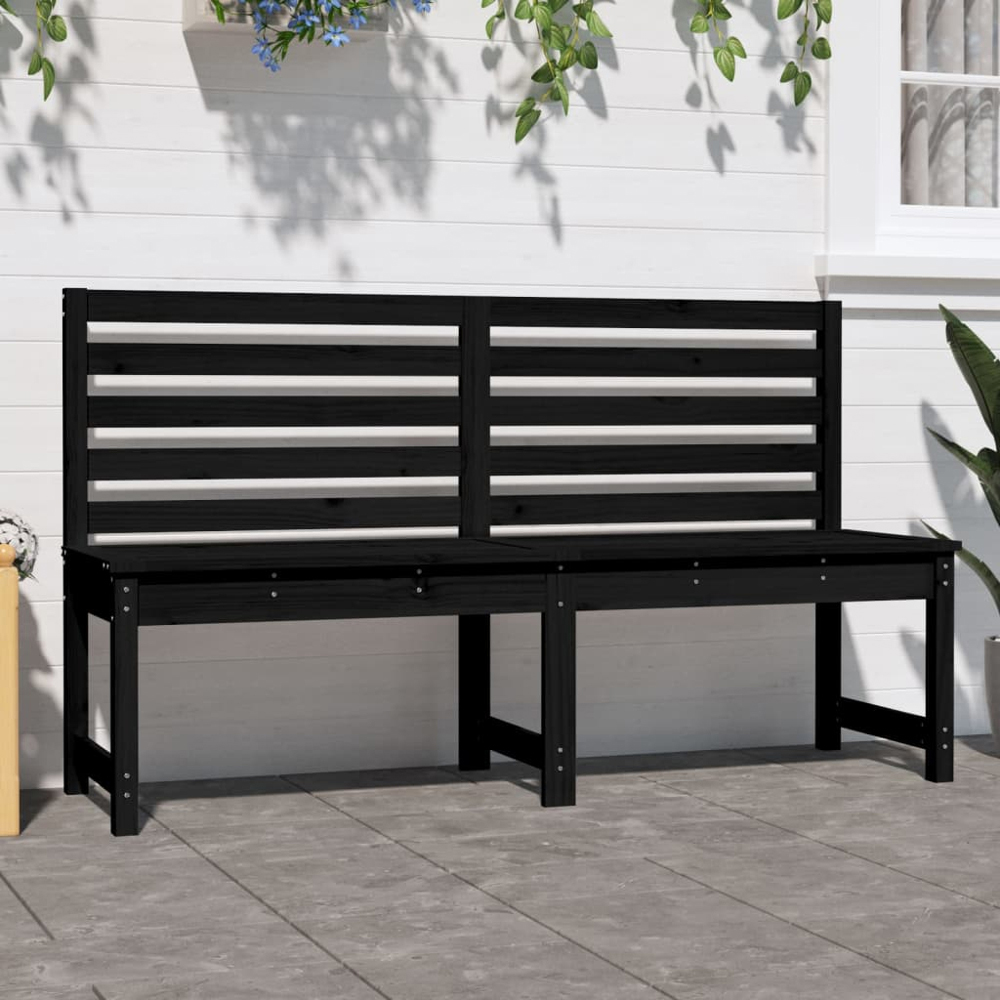vidaXL Black Solid Pine Wood Slatted Garden Bench 157.5 x 48 x 91.5cm Image 1