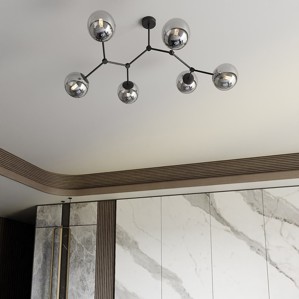 Emibig Space 6 Light Graphite Shade Black E14 Ceiling Light Image 8