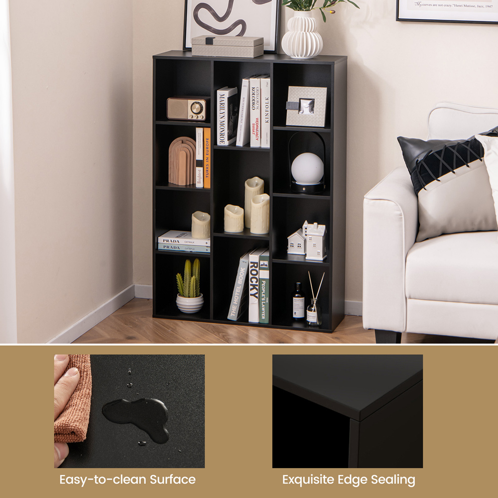 Costway 11 Cube Black Geometric Bookshelf Image 7