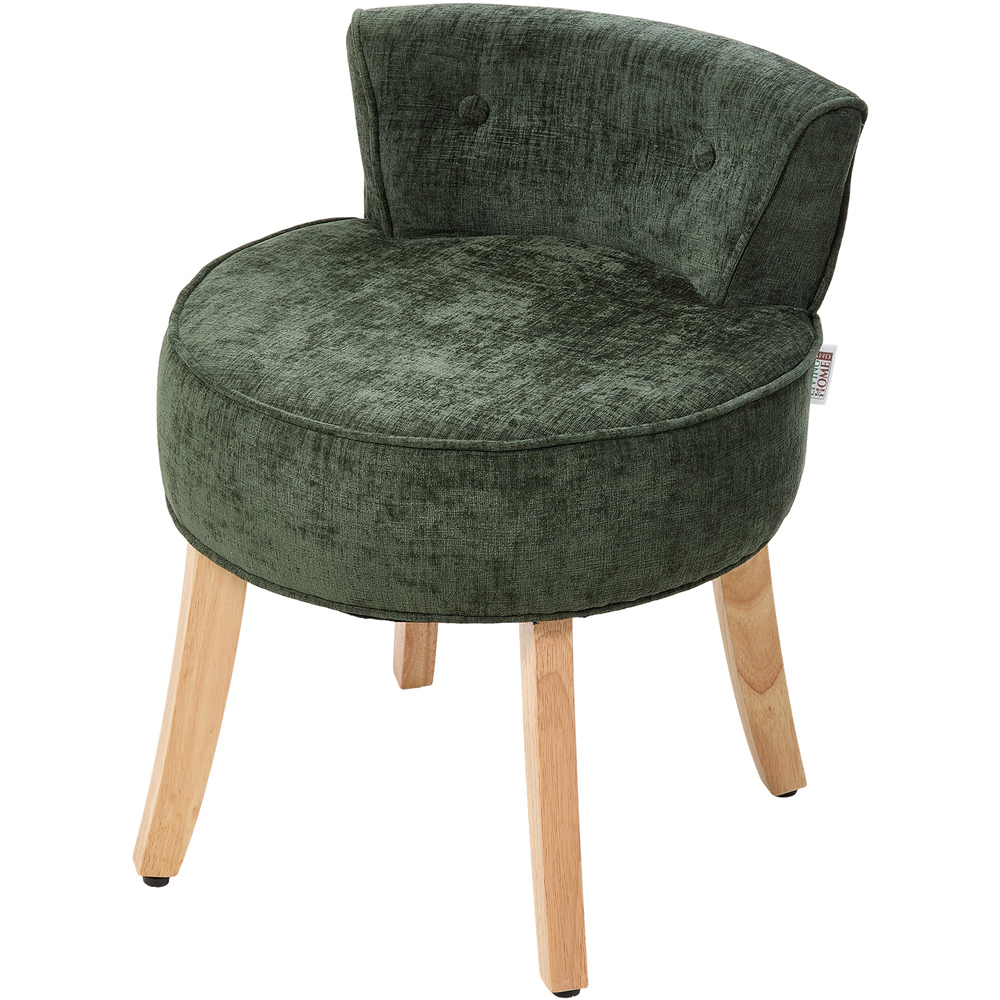 Living and Home Green Chenille Button Tufted Vanity Stool Image 2